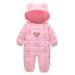 Happy Cherry Baby Infant Toddler Jumpsuit Snowsuit Cartoon Hooded Romper Footie Pajamas Bear-pink 6-12 Months