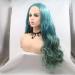 SHIYID Heat Resistant Body Wave Two Tones Synthetic Lace Front Wig - Green & Blue for Women | Middle Parting - Buy Online on SooperMarket.com