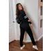 PRETTYGARDEN Women's Color Block 2 Piece Tracksuit Set - Crewneck Long Sleeve Top & Sweatpants Lounge Outfit in Black - Size Medium - Buy Online on SooperMarket.com