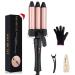 3 Barrel Hair Waver Curler Mermaid Hair Curling Wand Tongs 25MM Beach Waves Ceramic Tourmaline Crimpers Fast Heating Deep Curly Iron with Temperature Control for Girls Women Hair Styling Tools (Rose) Rose Gold Mermaid Curling Wand