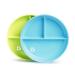 Munchkin children's plates with subdivisions dining plates for babies and toddlers from 6 months BPA-free shared plate ideal for the introduction of complementary food-blue/green 2-series set plate with suction cup blue/green