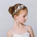 IYOU Princess White Flower Headpiece | Pearls & Crystal Bridal Hair Accessories for Girls | Elegant Wedding & Communion Hairdress - Buy Online on SooperMarket.com