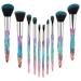 Makeup Brushes Set Crystal Handle - 10pcs Colorful Diamond Cosmetic Kabuki Brushes Foundation Concealer Face Powder Eye Shadows Highlight Brush Kit For Makeup 5-Blue