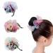 AsggBah 3pcs Colored Hair Net Bun Covers with Flowers Deco Dance Snood Hair Net Accessories for Dancers Skating (Large Size)