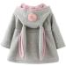 TMEOG Baby Girls Rabbit Ears Cloak Hooded Coat | 9-12 Months Grey - Buy Online on SooperMarket.com