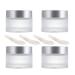 4 Pieces Empty Cosmetic Pots Glass Travel Cosmetics Container Jars with with Plastic Lids for Sample Creams 100g / 100ml Women Creams Make-up Sample Containers Round Silver