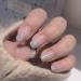 Belicey Glossy Press on Nails - White Square Medium Fake Nails for Women & Teens (Laser Silver) | Full Cover Ballerina Arts Nails - Buy Online on SooperMarket.com