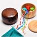 Handmade Dark Wood Yarn Bowl with Lid - Yarn Ball Holder for Knitting and Crochet - 12 Crochet Hooks Included - Buy Online on SooperMarket.com