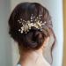 Gold Flower Leaf Wedding Hair Combs & Pins Set - Bridal Hair Accessories - Buy Online on SooperMarket.com