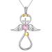 Cute Cat Necklace with Sparkling Zirconia Crystal Birthstone Pendant Necklace for Girls Womens White Gold Over 925 Sterling Silver Animal Necklace Birthstone Jewelry Sweet Present Girlfriend Sisters G Pink Pendant