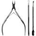 Lofuanna Cuticle Nippers and Cuticle Pusher-Professional Cuticle Remover Manicure Tools Set Stainless Steel Cuticle Cutter for Dead Skin Fingernails and Toenails(Black)