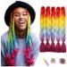 Showjarlly jumbo braid art hair hair ombre braid extension 24 inch KanCalon braid extensions 5 pieces for crochet twist braid box braid hair for braid orange/yellow/blue/purple red# 61cm-24zoll (5 Pack) orange/yellow/blue/purpleRed