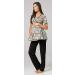 HAPPY MAMA Women's Maternity Nursing 3pcs Nightwear Set - Beige Flowers & Black - Buy Online on SooperMarket.com