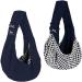 CUBY Puppy Dog Carrier Reversible Pet Dog Sling Carrier for Small Medium Dogs Hands-free Sling Cat Carrier Bag Comfortable Widen Shoulder Strap Double-sided Pouch Shoulder Below 13.5lbs Non-adjustable Dark Blue01 Non-adjustable