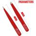 Professional Stainless Steel Precision Tweezers Set - 2 Pcs for Eyebrows, Ingrown Hair, Facial Hair Removal - Red - Buy Online on SooperMarket.com