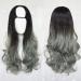 GJBXP Harajuku Fashion Long Wavy Curly Fluffy U-Shaped Wigs Heat Resistant Synthetic Fibre Mixed Gradient Dark Roots Hair for Girls 28inches/ 70cm M M M