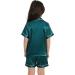 SWOMOG Kids Silk Pyjamas Set - Short Sleeve Satin PJs for Boys & Girls | Button-Down Silky Nightwear | Children Sleepwear for Ages 6-7 | Green - Buy Online on SooperMarket.com