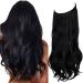 OMGREAT Halo Hair Extensions Invisible Secret Wire Dark Black Extensions One Piece Curly Wavy Hair Extension Synthetic Hairpieces for Women 20 inch 20Inch&Curly Dark Black