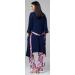 Happy Mama Maternity Nursing Nightwear Set - 3 Piece Navy and Ecru with Flowers | Pants, Top, Robe 558p - Buy Online on SooperMarket.com