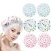 Quesuc 6 Pieces Reusable Elastic Shower Cap Girls Plastic Shower Cap for Women Shower Spa Salon Home Use