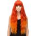 YEESHEDO Long Wavy Curly Wig for Women - 28 Inches Ombre Orange Synthetic Hair with Fringe for Party and Cosplay - Buy Online on SooperMarket.com