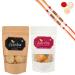 Ghasitaram Gifts Rakhi Gifts for Brothers Rakhi Sweets - Best of 2 Mango Bites 200 GMS and Methi Mathi 150 GMS Pouch with 2 Pearl Beads Rakhis