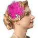 GENBREE 1920s Flapper Headpiece - Rose Red Feather Rhinestone Gatsby Headband for Women - Buy Online on SooperMarket.com