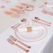 WDF 125PCS Rose Gold Plastic Silverware & Disposable Plates Set - Ideal for Wedding, Party, Christmas - Includes 25 Dinner Plates, 25 Salad Plates, 25 Forks, 25 Knives, 25 Spoons - Buy Online on SooperMarket.com