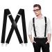 Buy Aomig Extra Wide Braces for Men - 3.5 cm Strong Metal Clips Adjustable & Elastic - Unisex X Style - Buy Online on SooperMarket.com