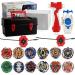 3T6B BEY martial cord Set 12 pieces Battling Tops Breaked Turbo Obery with 3 Launcher Gyro Pocket Box per toy for children Halloween/Christmas/New Year Gift