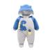 Baby Snowsuit Boys Girls Winter Romper Cotton Jumpsuit Detachable Hooded Footies Outfits Warm Long Sleeve Cartoon Dinosaur Newborn Gift for 6-9 Months Blue