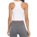 Women's Sports Crop Tank Tops 3-Pack - Racerback Workout Tanks for Running Yoga Gym - Black White Grey - Medium Size - Buy Online on SooperMarket.com