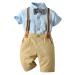 AmzBarley Baby Boys Gentlemans Outfit Suit Kids Long/Short Sleeve Dress Shirt Pants Vest Bowtie Tuxedo Rompers Childs Birthday Evening Holiday Party Khaki 557 6-12 Months
