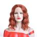 Short Wavy Curly Bob Red Charming Lace Front Wigs Heat Resistant Synthetic Fiber Dark Roots Hair for Women Girl 20inches