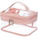 HAOGUAGUA Double Layer Clear Cosmetic Bag | Waterproof Travel Toiletry Bag | Transparent PVC Hair & Nail Accessories Pouch | Pink Beach Bag Organizer - Buy Online on SooperMarket.com