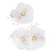 2pcs White Flowei Hair Clip with Pearl Wedding Hair Comb Wedding Headpiece Valentines Day Gifts Hair Clip Accessories for Bride  Bridesmaid  Women  Mother  Girl