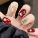Brishow Christmas False Nails Snow Press on Nails Christmas Tree Stick on Nails Antler Short Red Fake Nails 24pcs for Women and Girls (a)