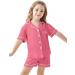 SWOMOG Unisex Girls Boys Modal Pyjamas Set | Button-Down Short Sleeve PJs | 6-7 Years Coral - Buy Online on SooperMarket.com