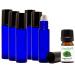 GreenHealth 10ml Glass Roll on Bottles STAINLESS STEEL ROLLER (Pack of 6) + 5ml Peppermint Oil (Cobalt Blue)