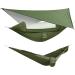 G4Free Large Camping Hammock with Mosquito Net and Rain Fly- 2 Person Portable Hammock with Bug Net and Tent Tarp Hammock Tent for Outdoor Hiking Camping Backpacking Travel Army Green Large