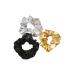 Bronzing Gilding Hair Scrunchies Floppy Metallic Ponytail Holders Gilding Hair Scrunchy BW32 (Black-Gold-Silver)
