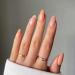 Luvadeyo 24 Pcs Press on Nails Medium Fake Nails with Nail Glue Orange French False Nails Orange-french