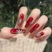 Vatocu Christmas False Nails Long Xmas Press on Nails Snowflakes Glitter Fake Nails Ballerina Acrylic Stick on Nails for Women and Girls(24pcs)