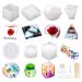 Resin Molds Silicone Kit 20Pcs,Epoxy Resin Molds Including Sphere,Cube,Pyramid,Square,Round, Used for Create Art,DIY,Ash trays,Coasters,Candles.Bonus Decorative Sequins and The Complete Set Tools White