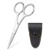 URAQT Nail Scissors Professional Stainless Steel Cuticle Scissors with Leather Pouch Sharp Manicure Scissors Pointed Beauty Scissors for Trimming Eyebrows Nose Hair Beard Finger & Toe Nail Care With Leather Case