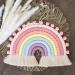 Handmade Rainbow Macrame Wall Hanging Decor for Nursery & Kids Bedroom - Pink Tassel Cotton Accessory for Baby Toddler Room - Buy Online on SooperMarket.com