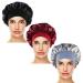 Wide-Brimmed Satin Night Caps 3-Pack for Women - Wine Red, Black, Silver - Buy Online on SooperMarket.com