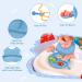 Vicloon Silicone Baby Feeding Set | 4 Pcs Weaning Suction Plate, Bib, Spoon & Fork | BPA-Free Toddler & Kids Plate Set | Divided Plate | Gift for Kids - Blue - Buy Online on SooperMarket.com