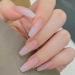 Luvadeyo 24 PCs Coffin Press on Nails Ballerina Long Fake Nails Acrylic Full Cover Gradient False Nails for Women and Girls Cold and White