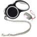 Etechydra Dog Retractable Leash Gray Durable Dog Lead 5m / 16ft Nylon Tape Pet Dog Lead Heavy Duty Extendable Dog Leash with Anti-Bite Dog Steel Chain Lead for Medium Large Dogs Grey